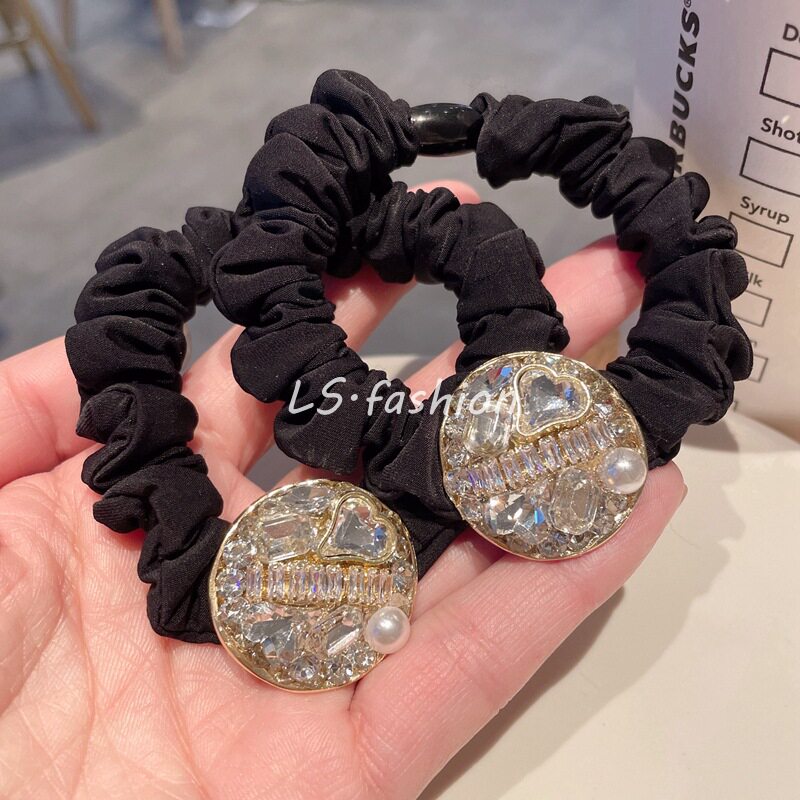 超闪水晶珍珠大肠发圈简约高级感气质发绳高弹力皮筋女时尚头绳