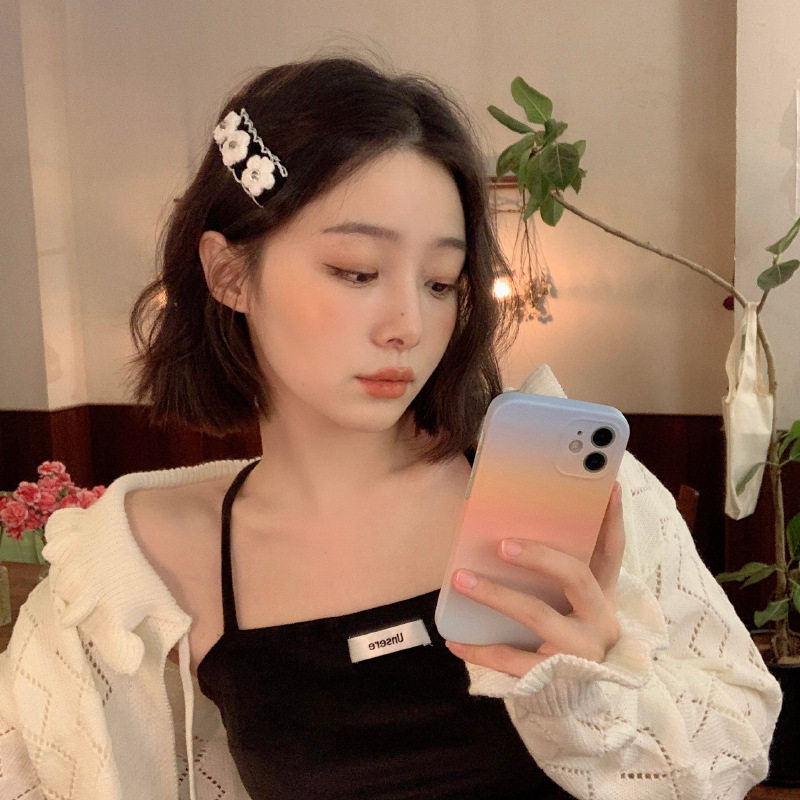 山茶花针织发夹女侧边刘海夹发卡网红2021年新款发饰小众设计头饰