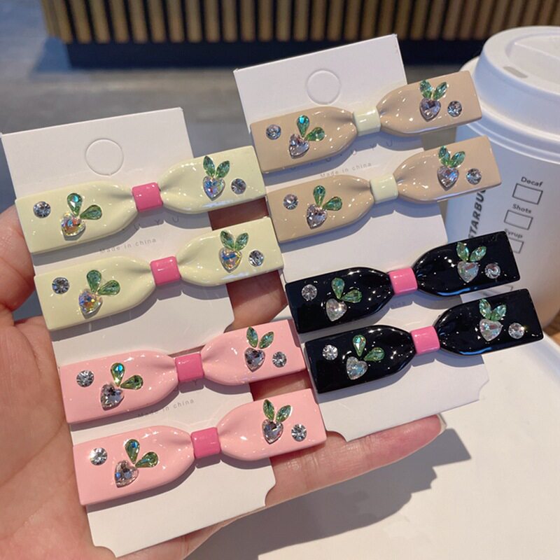 多巴胺彩钻蝴蝶结发夹合金刘海夹侧边夹洋气碎发夹碎发夹鸭嘴夹发