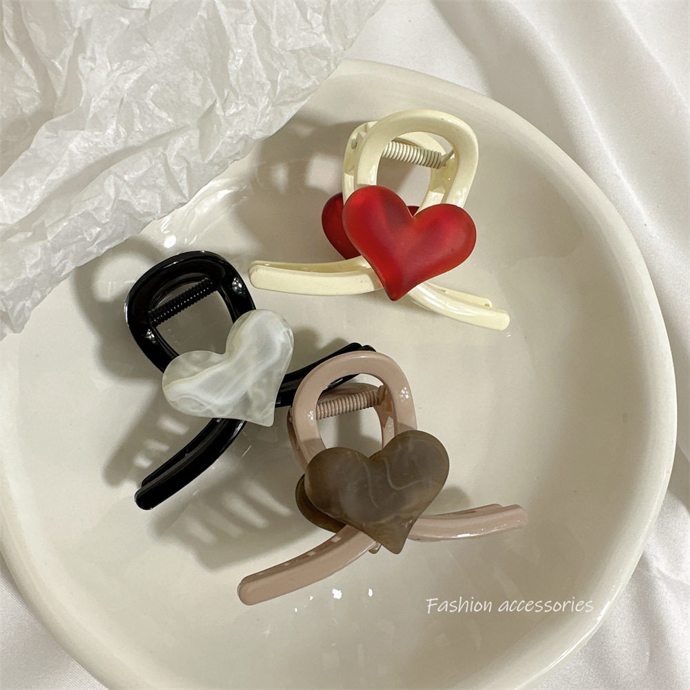 2023新款半扎发发夹甜美女后脑勺抓夹小号爱心发量少刘海夹子头饰