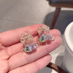甜妹彩色锆石爱心迷你抓夹