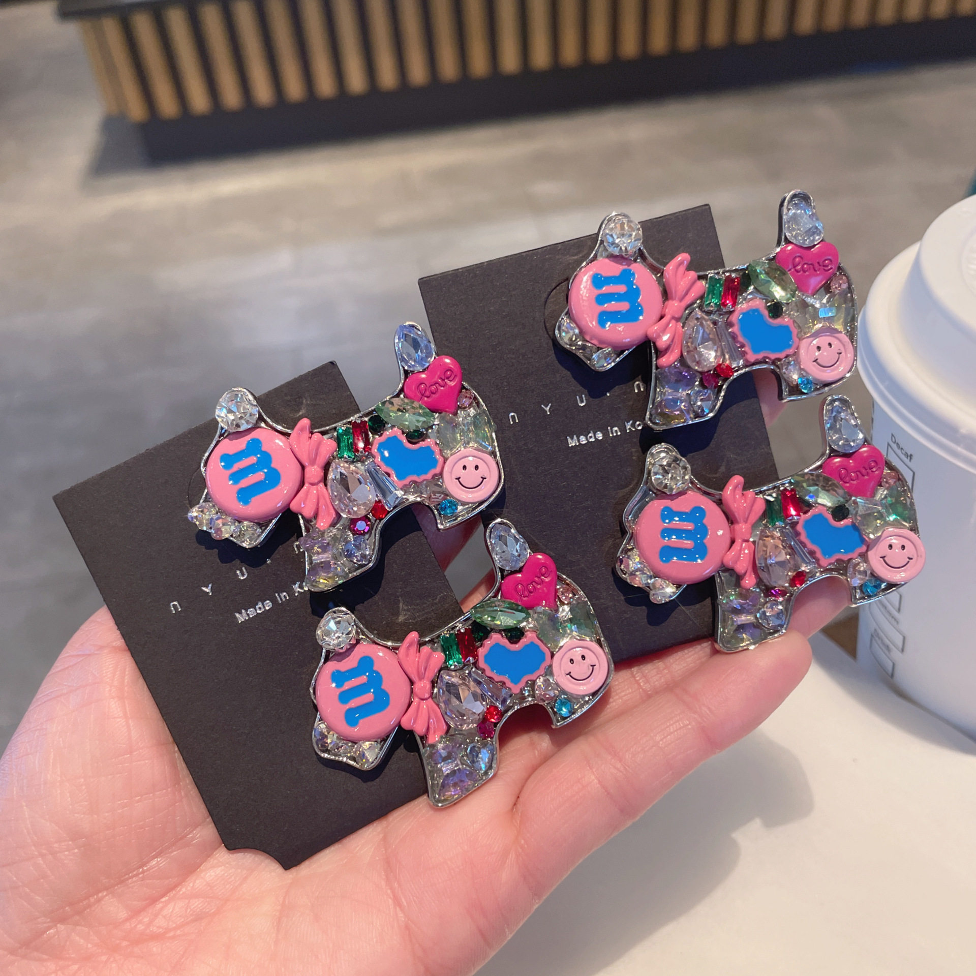 轻奢重工水晶小狗发夹