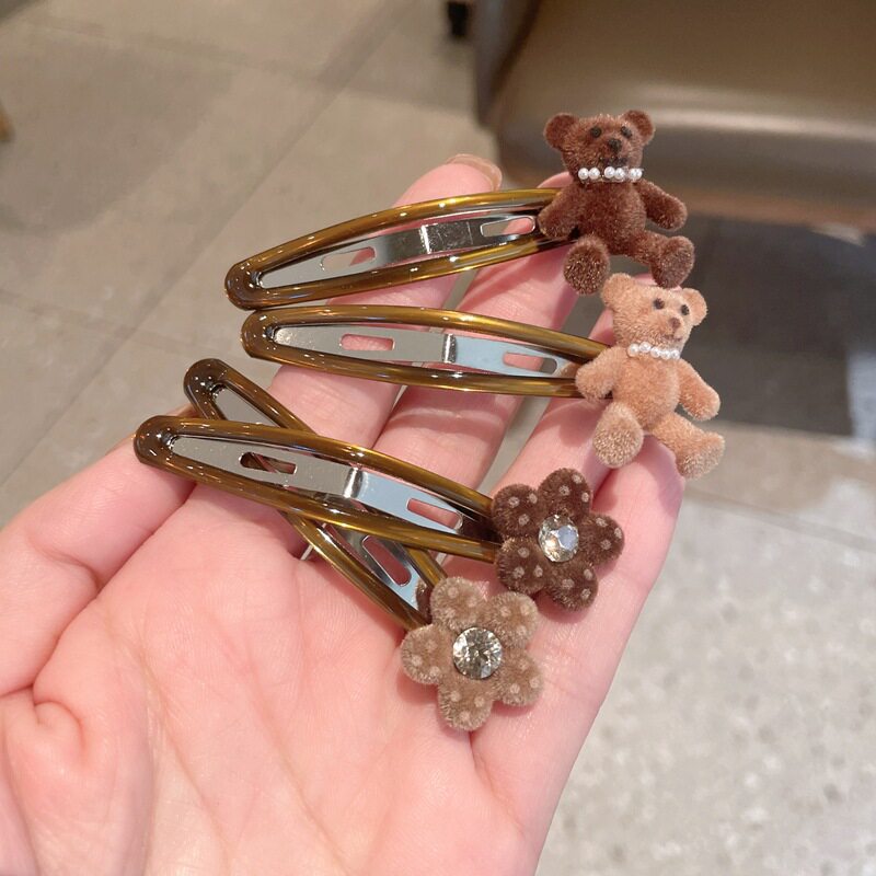 甜美韩系植绒小熊BB夹刘海夹