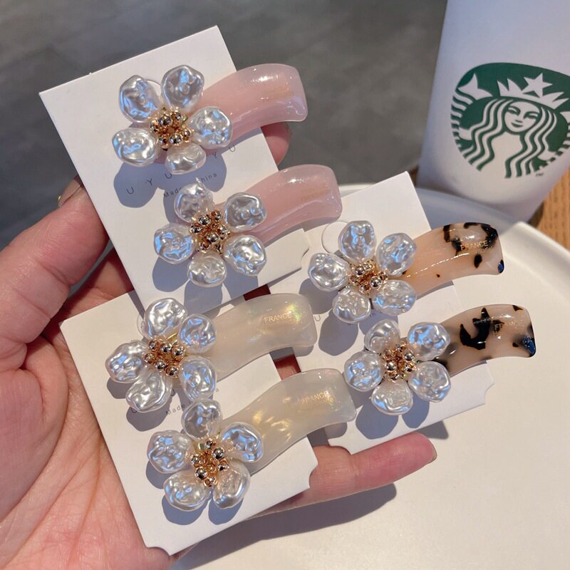 小众设计感立体玫瑰花鸭嘴夹高级感醋酸刘海夹侧边夹小发卡碎发夹