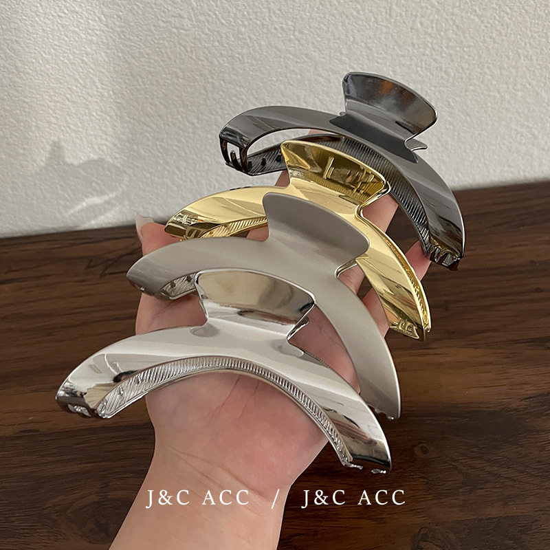 金属冷淡风弧形发夹轻奢小众精致时尚鲨鱼夹后脑勺盘发抓夹头饰女,户外/登山/野营/旅行用品,旅行发卡,淘宝优惠券,粉丝福利购,淘宝优惠卷