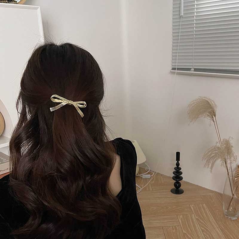蝴蝶结金属ins简约款发夹女刘海夹头饰发饰韩国少女 边夹鸭嘴夹