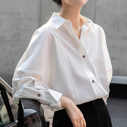 白色衬衫女2026春夏新款法式设计感小众高级休闲通勤职业面试上衣