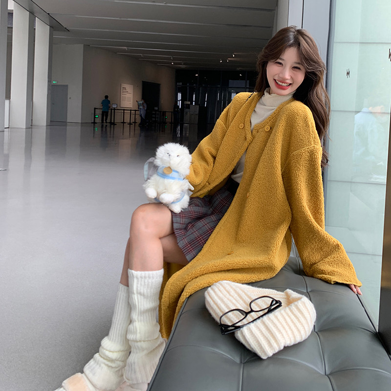 毛呢外套女inca大衣树莓色红结婚白羊绒高级感超好看子码春秋