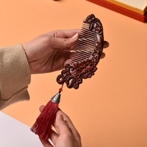 忆京知木梳国风花开富贵礼品发梳