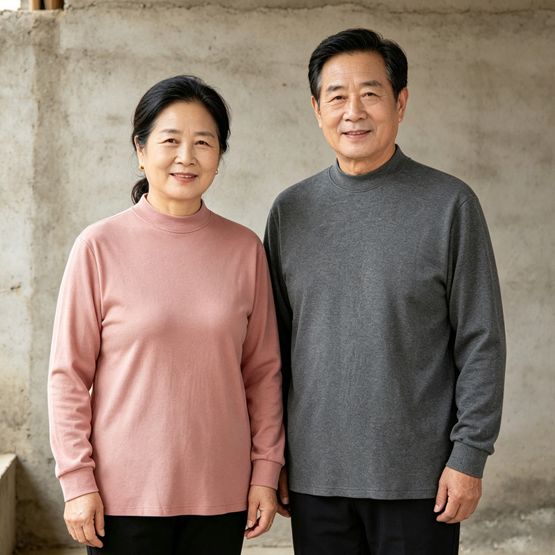 中老年人高领秋衣纯棉男女士长袖妈妈宽松全棉内衣单件棉毛衫上衣
