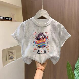 洋气扎染男女童纯棉短袖T恤2026夏季新款儿童帅气圆领百搭上衣t