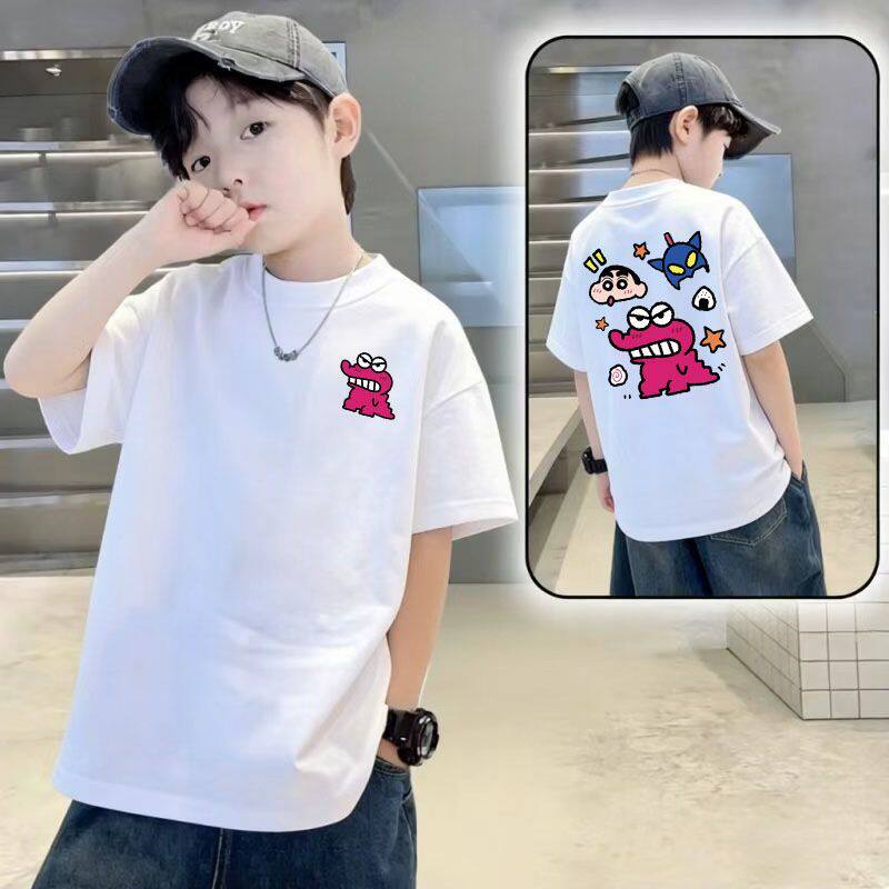 童装新款儿童短袖T恤夏季男女童纯棉半袖白色圆领内搭上衣体恤t