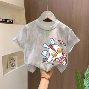 洋气扎染男女童纯棉短袖T恤2026夏季新款儿童帅气圆领百搭上衣潮t