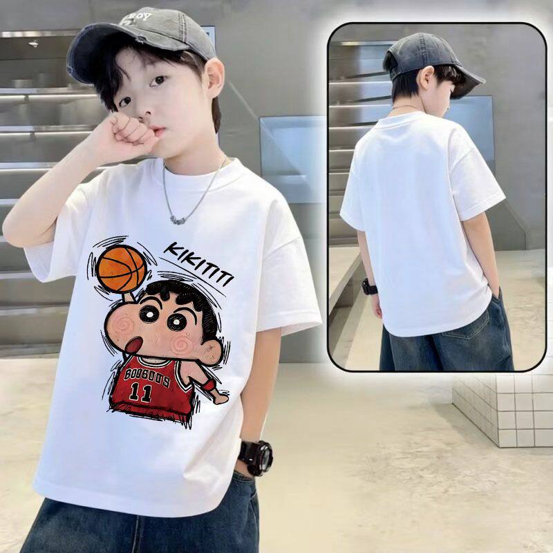 童装新款儿童短袖T恤夏季男女童纯棉半袖白色圆领内搭上衣体恤t