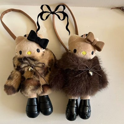 秋冬新款皮革长腿哈喽猫包挂件