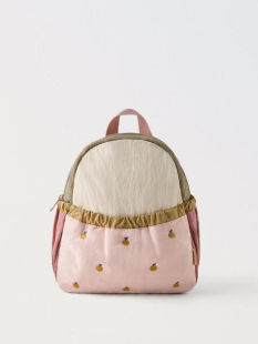 Z家儿童双肩包拼色可爱苹果刺绣幼儿园书包婴童迷你轻便出游背包