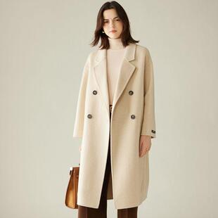 尼万纯驼绒4粒扣无腰带中长款