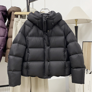 泡芙感可溯源90绒子加厚连帽短款羽绒服女2025冬季新款小个子爆款