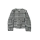 新款 韩国进口千鸟格羊毛小香风短款 大衣圆领帅气宽松