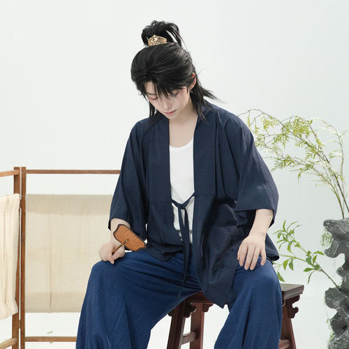 明制汉服人棉纯色对襟半袖短衫