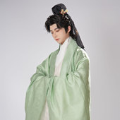 惜物国风 明制汉服仿花罗暗纹素色打褶披风道袍对襟外搭大袖 披风