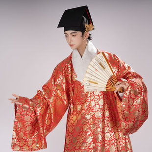 道袍日常春秋新年款 惜物国风 明制汉服缠枝醉仙桃纹横卧交领小袖