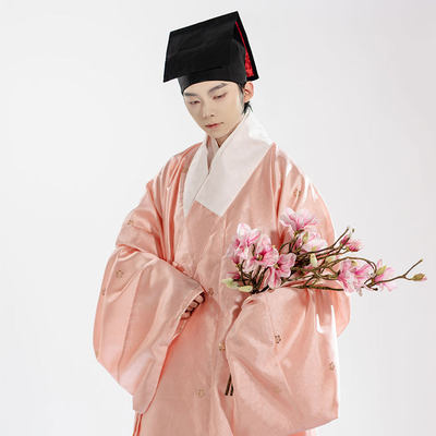 惜物国风织金小花横卧小袖道袍