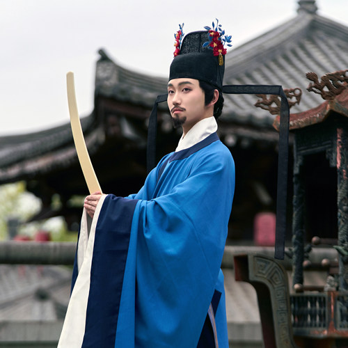 惜物国风明制汉服进士服蓝罗袍