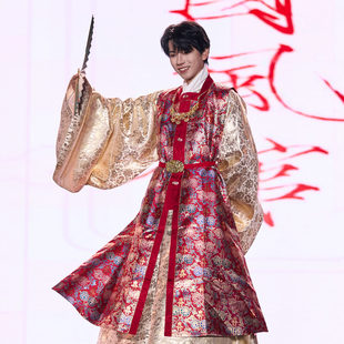 惜物国风 明制汉服织金仿妆花红色并蒂莲喜字方领罩甲成人汉婚礼