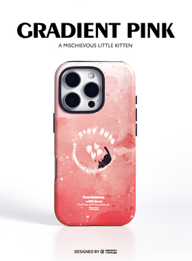 原创设计COCOPOT【慵懒的黑猫】插图款 韩菲二合一晕染磨砂 适用于苹果16 15 14Pro Max 手机壳个性