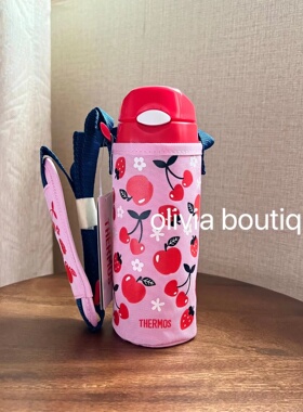 现货 日本本土Thermos膳魔师儿童卡通图案吸管杯保温杯 带杯套