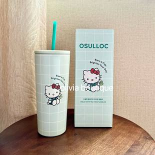 现货 OSULLOC hello kitty联名限定茶时光不锈钢保温保冷杯吸管杯