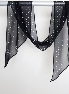 【邂逅赫本】乔其纱桑蚕丝高级感长条丝巾波点飘带160*30