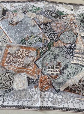 高加索  提花粗斜纹双面色桑蚕丝披肩围巾65cm