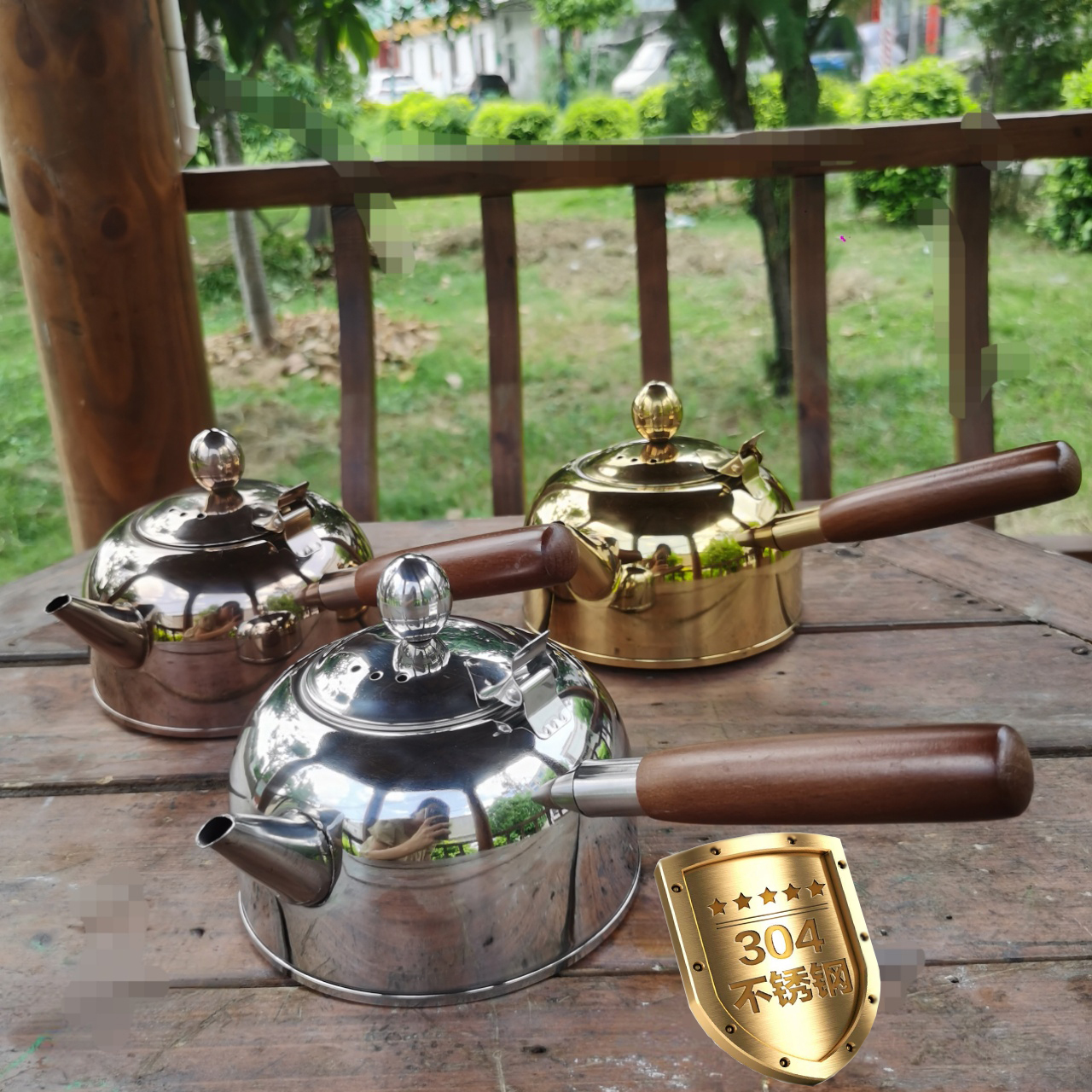 304不锈钢侧把小茶壶家用平底加厚电磁炉碳炉户外围炉烧水泡茶壶