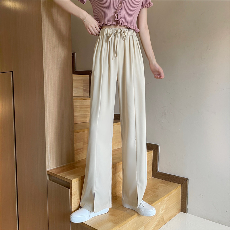 Real price 2021 spring and summer new thin high waist loose drape open leg trousers straight leg trousers wide leg trousers