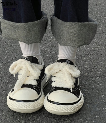 OLDORDER国潮黑白色大头帆布鞋男百搭厚底情侣基础款休闲小白鞋女