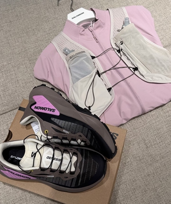 SALOMON萨洛蒙 GENESIS 灰粉色清新自然经典新潮女款越野跑鞋