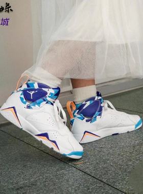 Air Jordan7 AJ7 GS Chlorine Blue白蓝几何女款篮球鞋442960-100