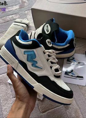REEMUSTERED严浩翔张泽禹同款国潮复古滑板面包鞋果冻LOGO黑蓝