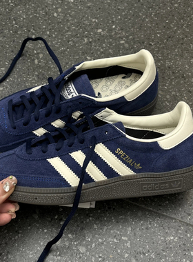 Adidas handball复古藏蓝色德训鞋男女同款低帮休闲板鞋IF7087