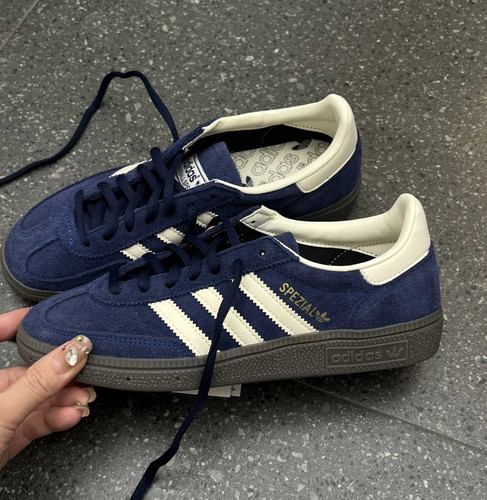 Adidas handball复古藏蓝色德训鞋男女同款低帮休闲板鞋IF7087