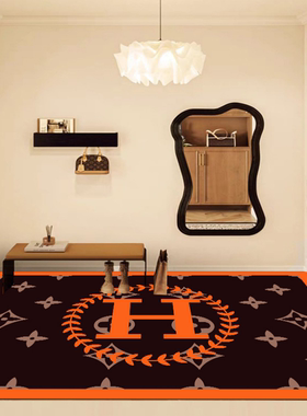 PU免洗地垫家用可擦入户门垫高级感pvc皮革免洗橙色玄关防滑脚垫