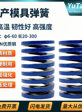 蓝色弹簧模具压簧i冲压模日标矩形蓝色扁弹簧6-35-60耐高温长300