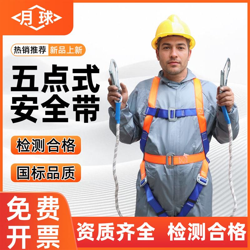 五点式安全带高空双n挂钩全身保险国标缓冲包安全作业新款安全绳图片