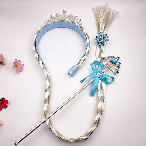 儿童彩色编发辫子女孩爱莎新品