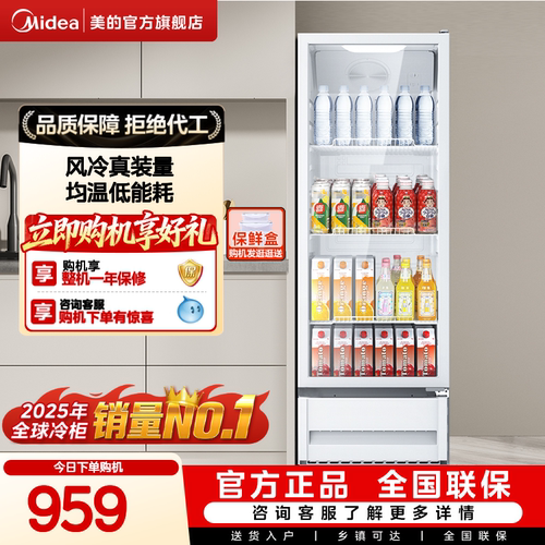 美的208/318展示柜立式冰柜冰吧