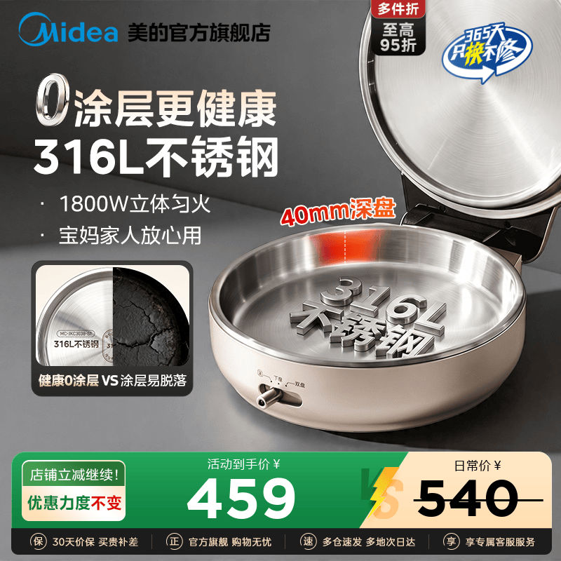 美的316不锈钢电饼档双面加热图片