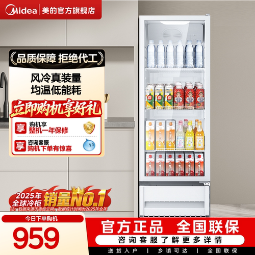 美的208/318展示柜立式冰柜冰吧
