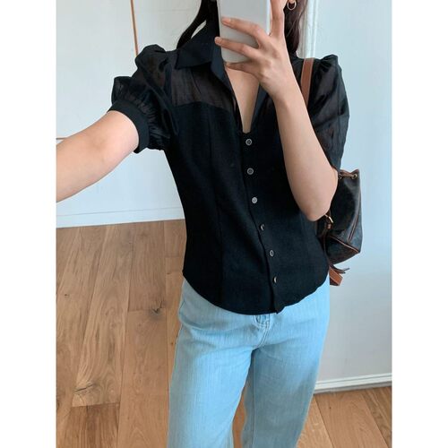 九0322韩国东大门衬衫-区OPN-8753226都市通勤潮流纯色修身正品